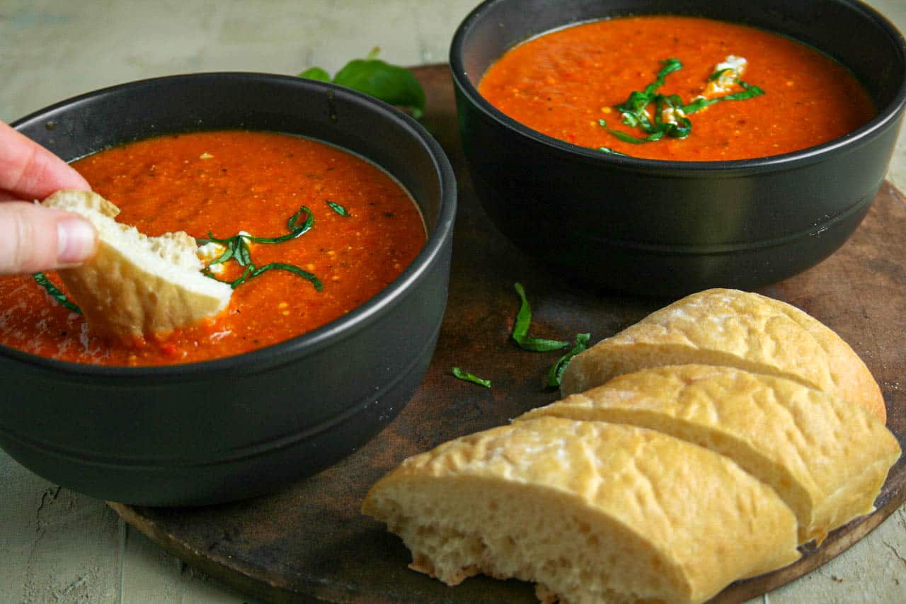 Roasted Red Pepper Soup With Creamy Whipped Feta - Feast Local